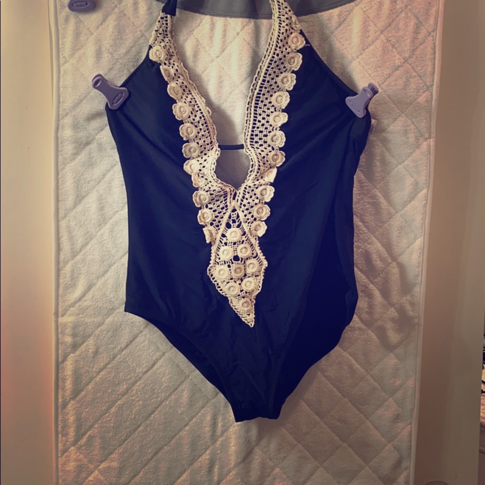 Black Lace one piece Swimsuit